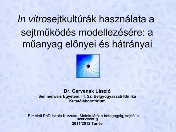 In vitro sejtkult r k haszn lata a sejtmuk d s modellez s re: a muanyag elonyei s h tr nyai