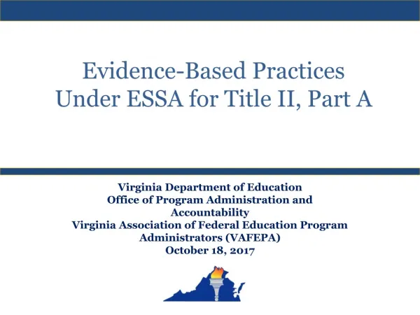 Evidence-Based Practices Under ESSA for Title II, Part A