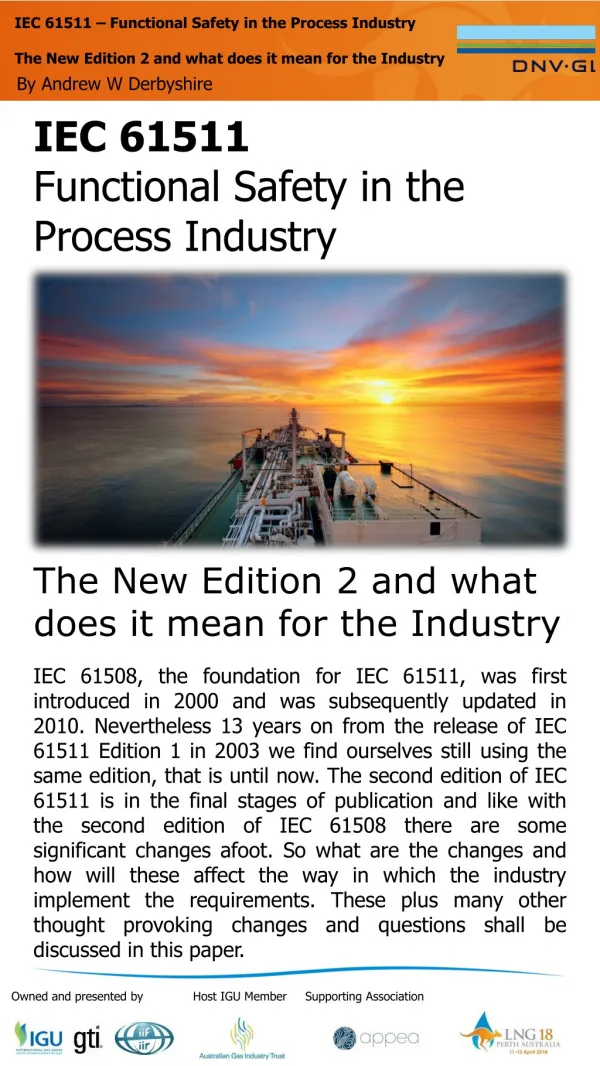 IEC 61511 Functional Safety in the Process Industry