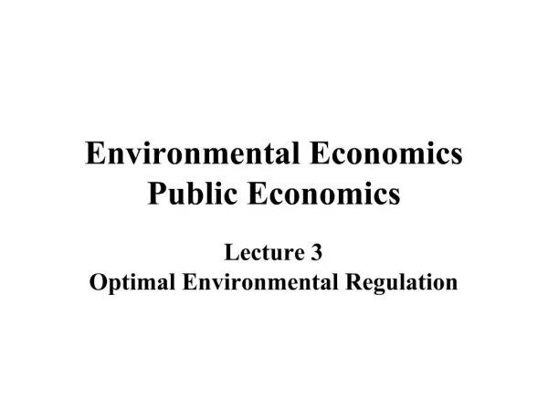 Environmental Economics Public Economics