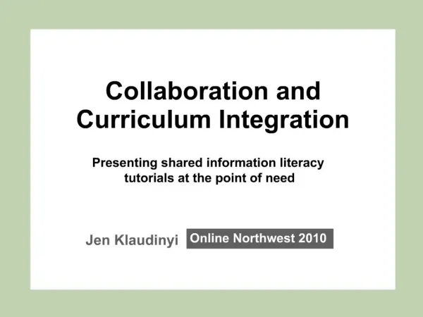 Collaboration and Curriculum Integration