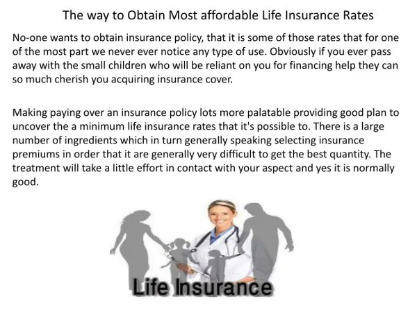 The way to Obtain Most affordable Life Insurance
