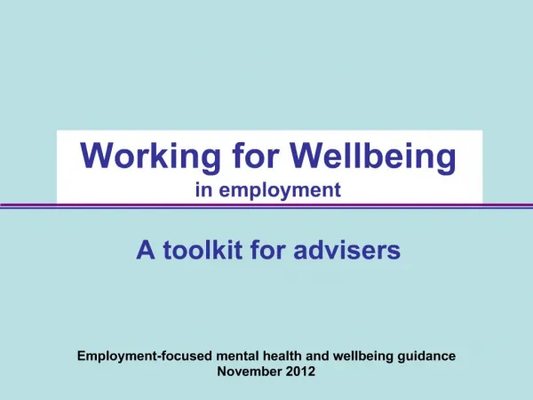 Employment-focused mental health and wellbeing guidance November 2012