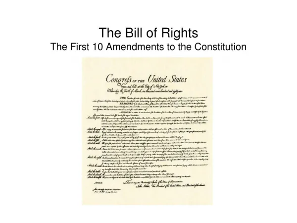 The Bill of Rights The First 10 Amendments to the Constitution