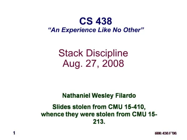 Stack Discipline Aug. 27, 2008