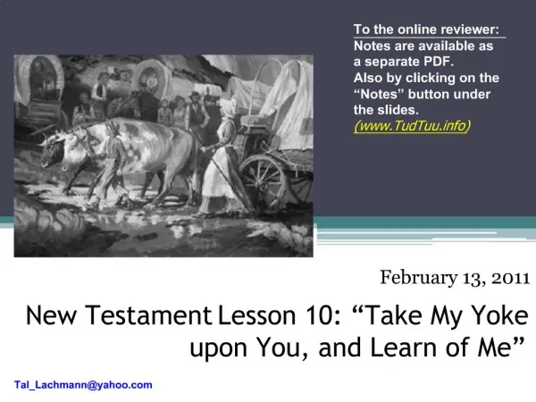 New Testament Lesson 10: Take My Yoke upon You, and Learn of Me