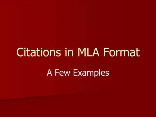 Citations in MLA Format