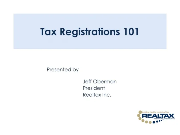 Tax Registrations 101