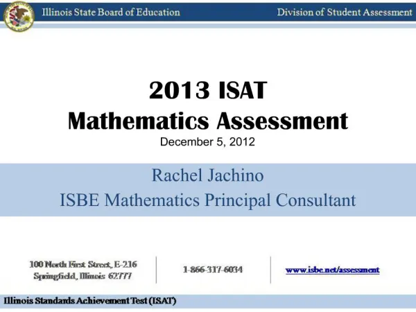 2013 ISAT Mathematics Assessment December 5, 2012
