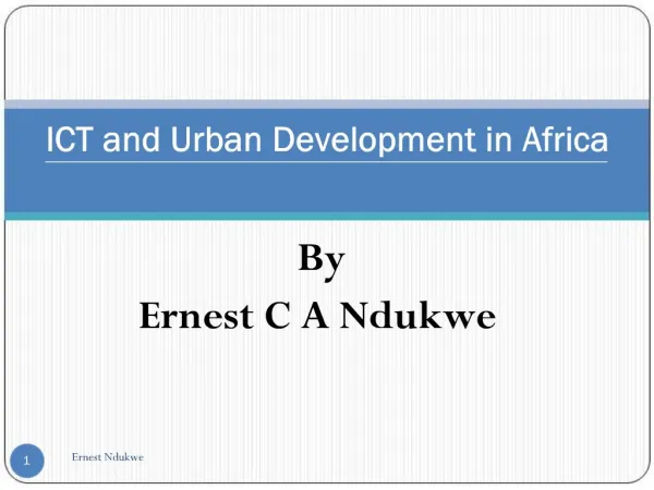 ICT and Urban Development in Africa