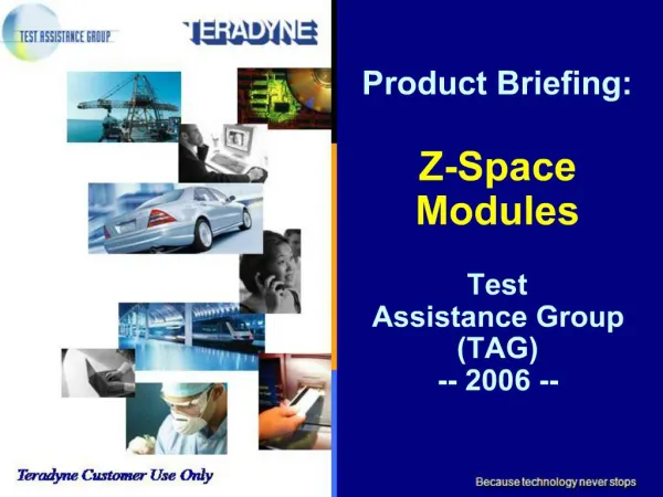 Product Briefing: Z-Space Modules Test Assistance Group TAG -- 2006 --