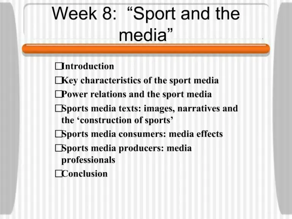 Week 8: Sport and the media
