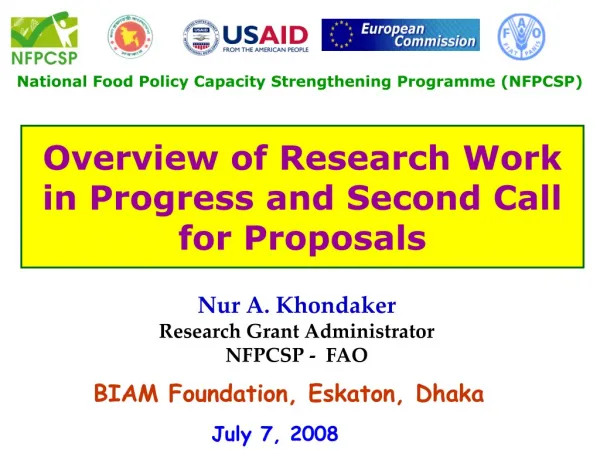 National Food Policy Capacity Strengthening Programme (NFPCSP)