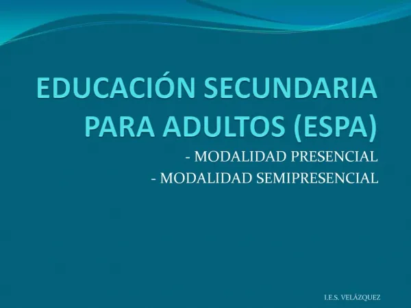 EDUCACI N SECUNDARIA PARA ADULTOS ESPA