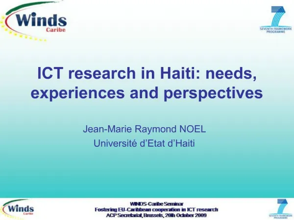 ICT research in Haiti: needs, experiences and perspectives