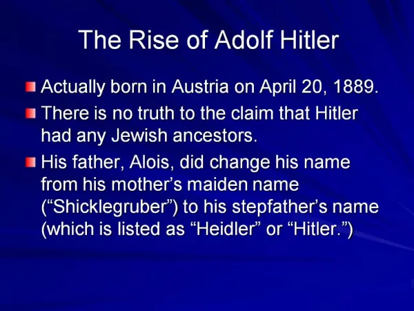 The Rise of Adolf Hitler