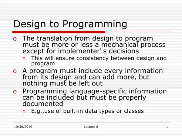 Design to Programming