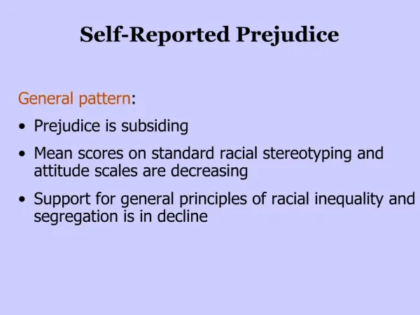 Self-Reported Prejudice