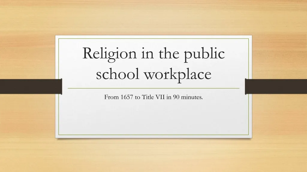 religion in the public school workplace