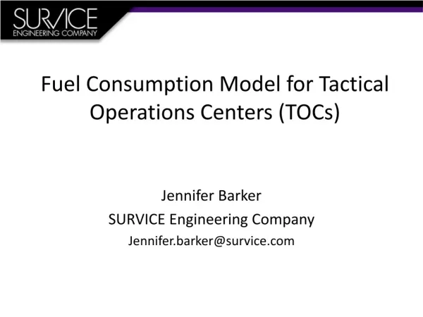 Fuel Consumption Model for Tactical Operations Centers (TOCs)