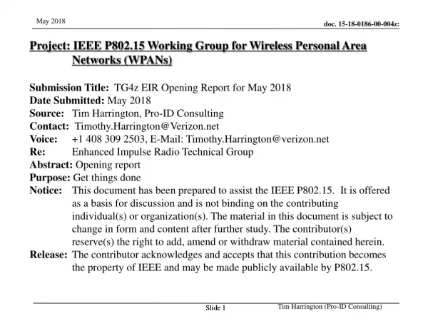 project ieee p802 15 working group for wireless