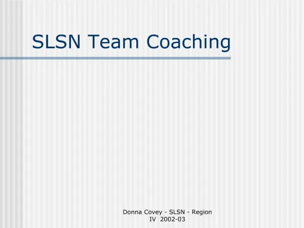 SLSN Team Coaching