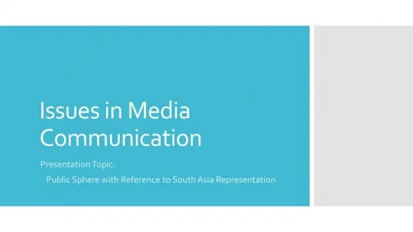 Issues in Media Communication