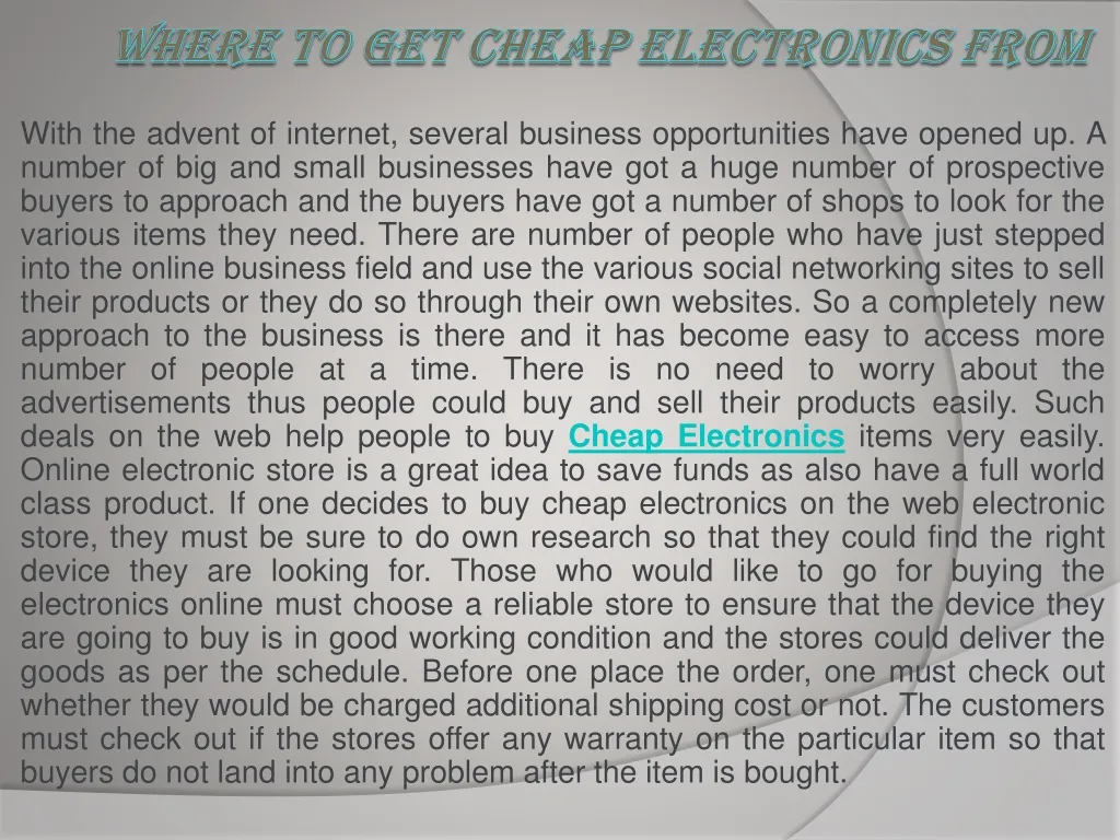 where to get cheap electronics from