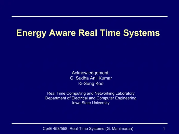Energy Aware Real Time Systems