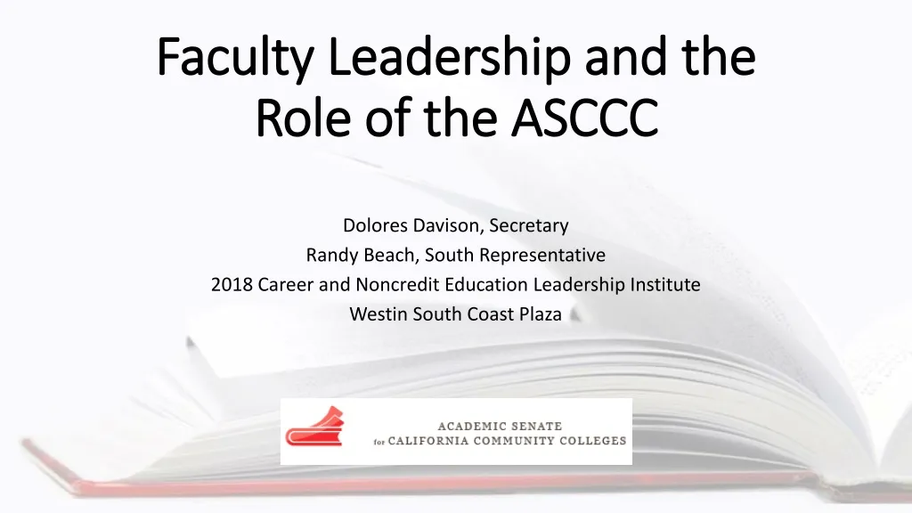 faculty leadership and the role of the asccc