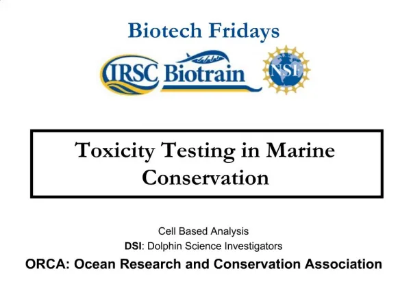 Toxicity Testing in Marine Conservation
