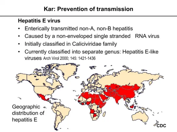 Geographic distribution of hepatitis E