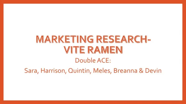 Marketing Research- Vite Ramen
