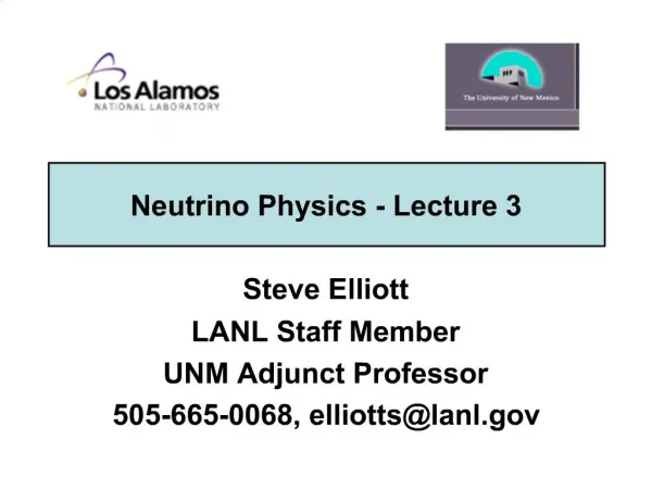 Neutrino Physics - Lecture 3