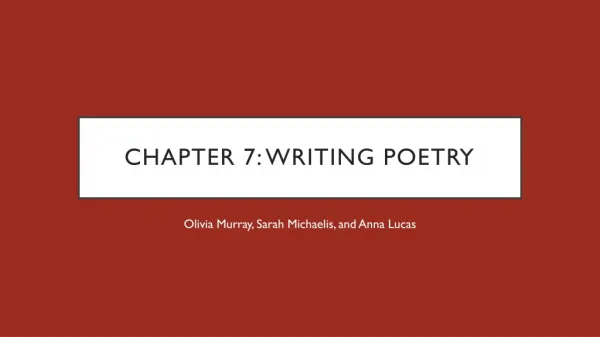 Chapter 7: Writing Poetry