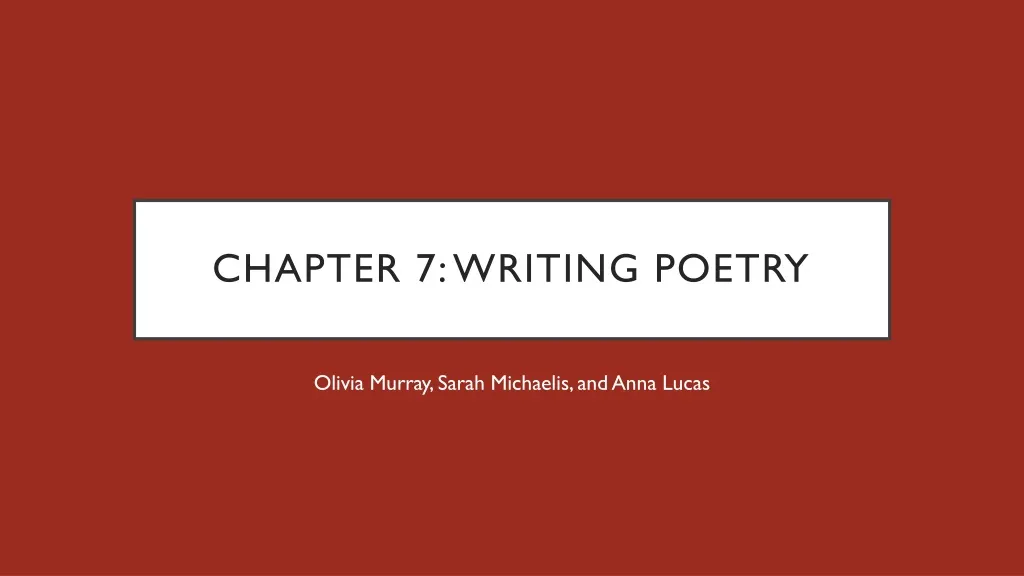 chapter 7 writing poetry