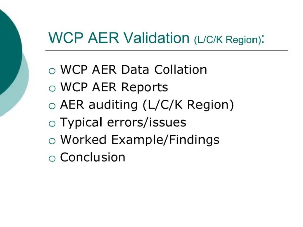 WCP AER Validation L