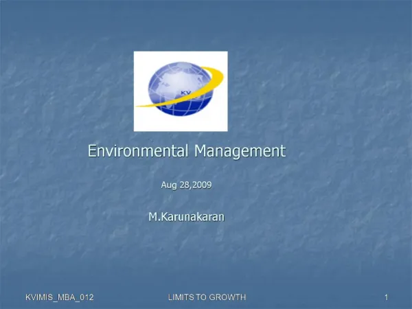 Environmental Management Aug 28,2009 M.Karunakaran