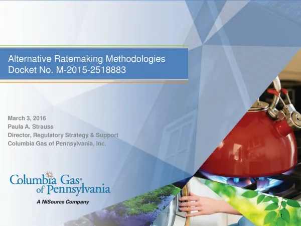 Alternative Ratemaking Methodologies Docket No. M-2015-2518883