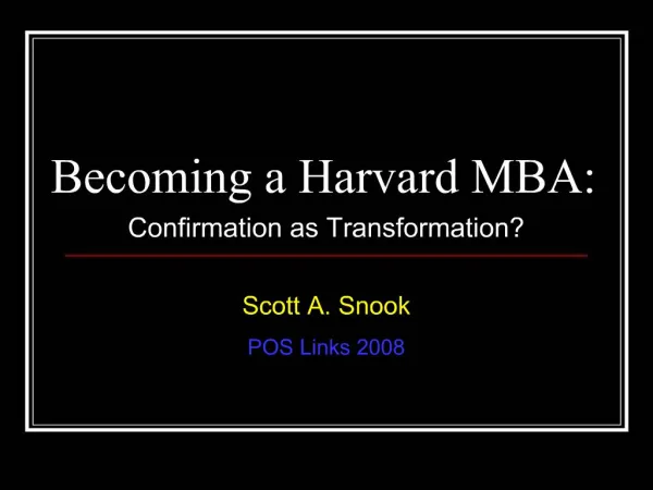 Becoming a Harvard MBA: