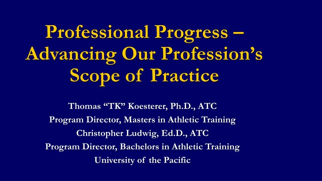 professional progress advancing our profession