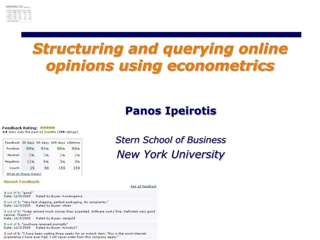 structuring and querying online opinions using econometrics