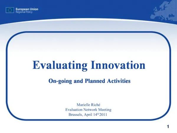 Evaluating Innovation On-going and Planned Activities