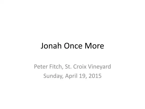 Jonah Once More