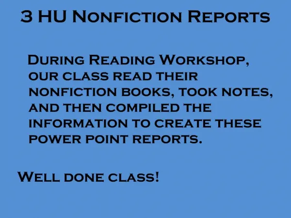 3 HU Nonfiction Reports