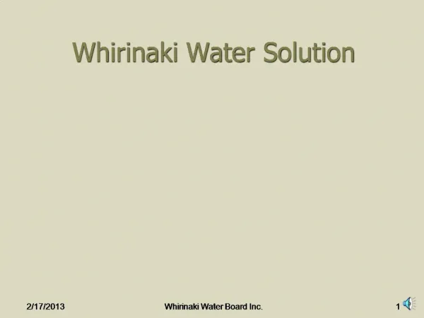 Whirinaki Water Solution