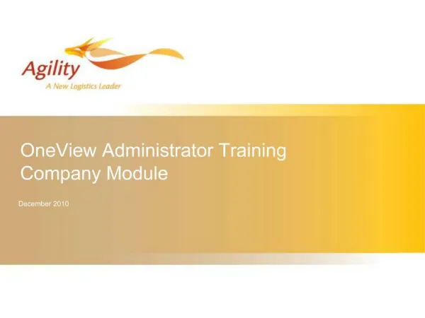 OneView Administrator Training Company Module