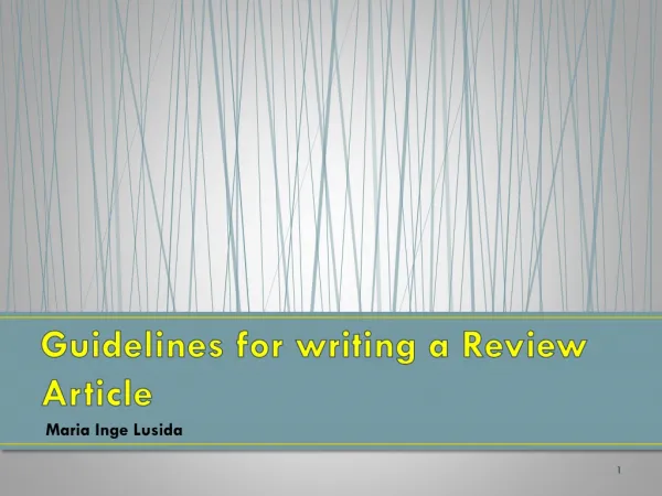 Guidelines for writing a Review Article