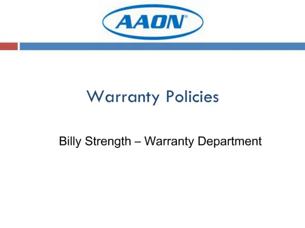Warranty Policies