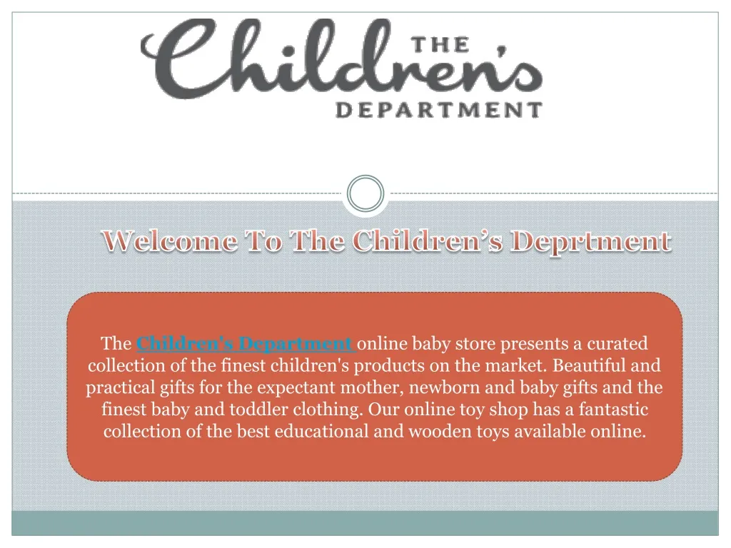 welcome to the children s deprtment